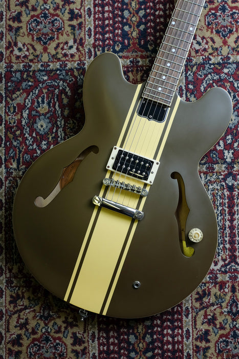 2012 Epiphone ES-333 Tom Delonge Signature Semi-Hollow Olive Satin - Guitar Warehouse