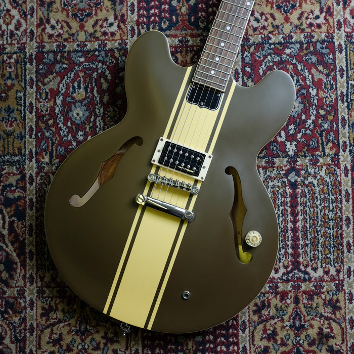 2012 Epiphone ES-333 Tom Delonge Signature Semi-Hollow Olive Satin - Guitar Warehouse