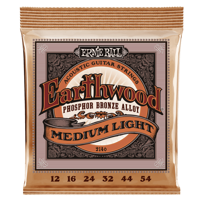 Ernie Ball Earthwood Medium Light Phosphor Bronze Acoustic Strings - 12-54 Gauge - Guitar Warehouse