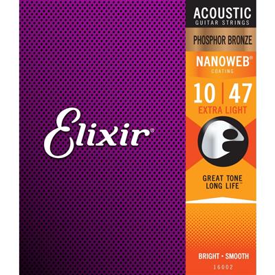 Elixir - Acoustic Nanoweb Phosphor Bronze Custom Light Strings 10-47 - Guitar Warehouse