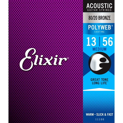 Elixir Polyweb 80/20 Bronze Acoustic Guitar Strings 13-56 Medium Gauge - Guitar Warehouse