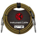 Kirlin 10ft Fabric Cable 1/4" Mono Plug Straight to Straight - Tweed | Black & Yellow - Guitar Warehouse