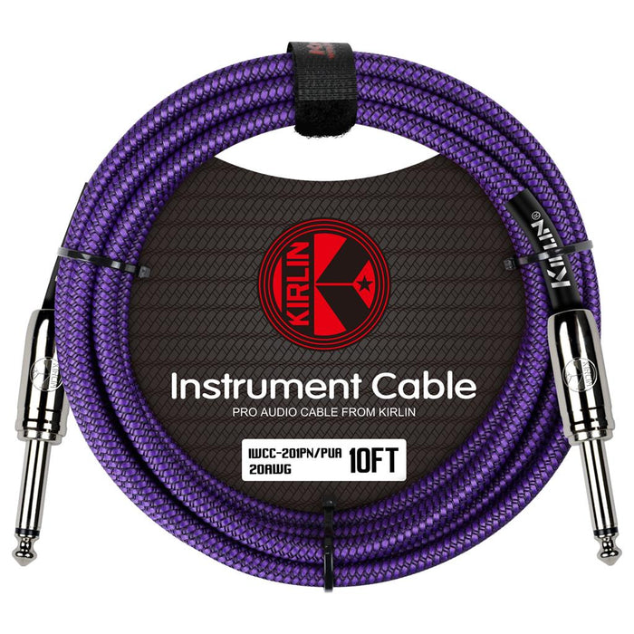 Kirlin 10ft Fabric Cable 1/4" Mono Plug Straight to Straight - Purple - Guitar Warehouse