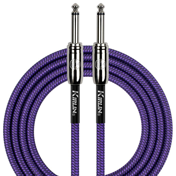 Kirlin 10ft Fabric Cable 1/4" Mono Plug Straight to Straight - Purple - Guitar Warehouse