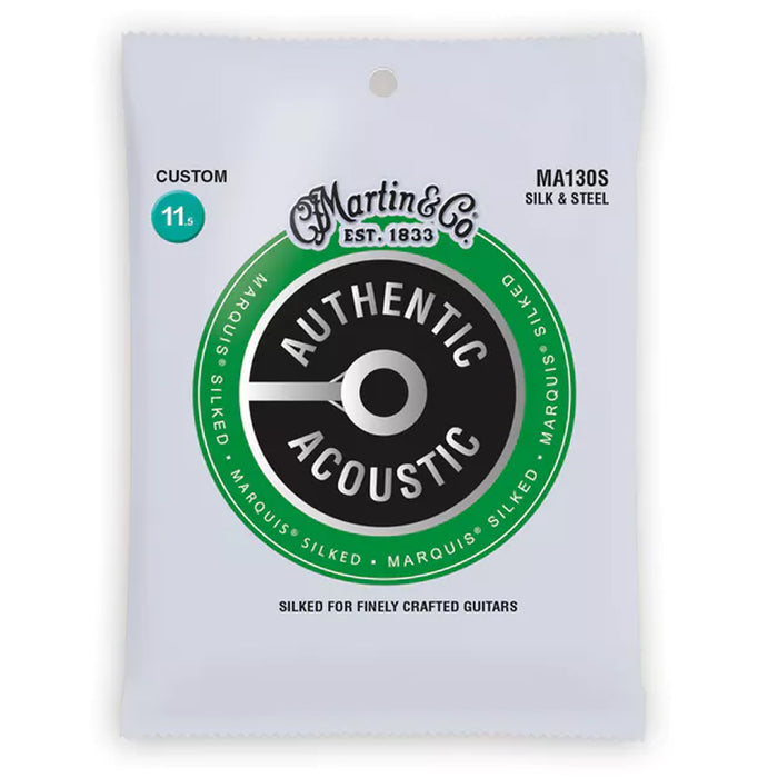 Martin MA130S Marquis Silked Silk and Steel Authentic Acoustic Guitar Strings Silk and Steel 11.5-47 - Guitar Warehouse