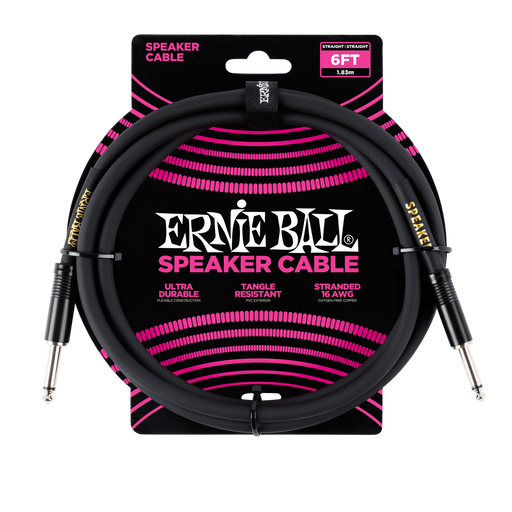 Ernie Ball 6FT Straight - Straight Speaker Cable Black - Guitar Warehouse