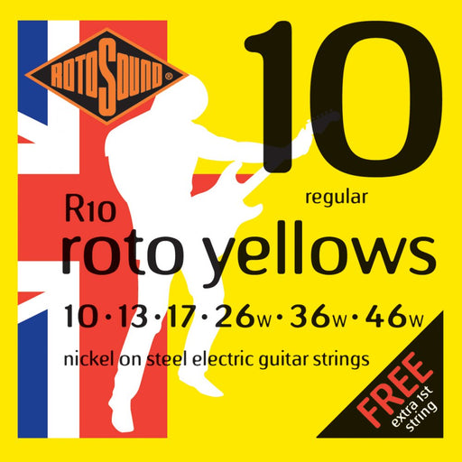 Rotosound R10 Roto Yellow Nickel Electric Guitar Strings, 10-46 - Guitar Warehouse