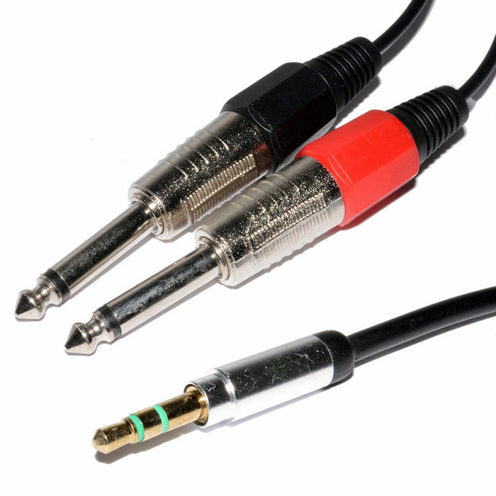 3.5mm Stereo Jack Plug to Twin 6.35mm MONO Plugs Pro Cable 3m - Guitar Warehouse