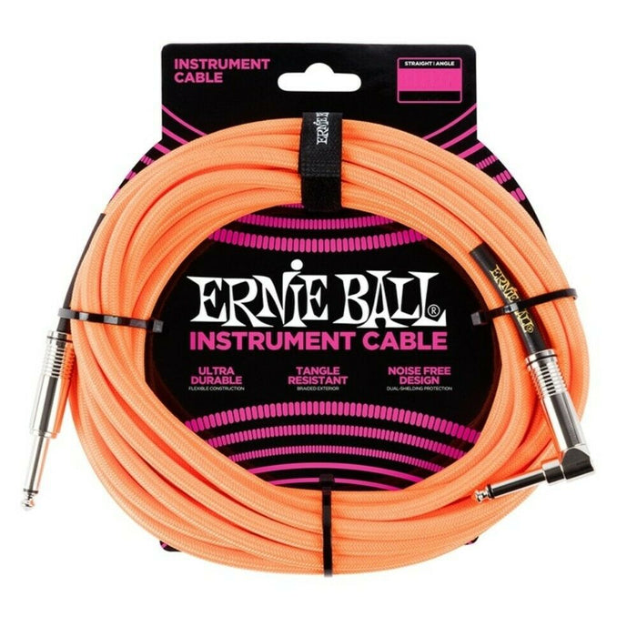 Ernie Ball Braided Cable P06079 - 10FT ORANGE - Guitar Warehouse