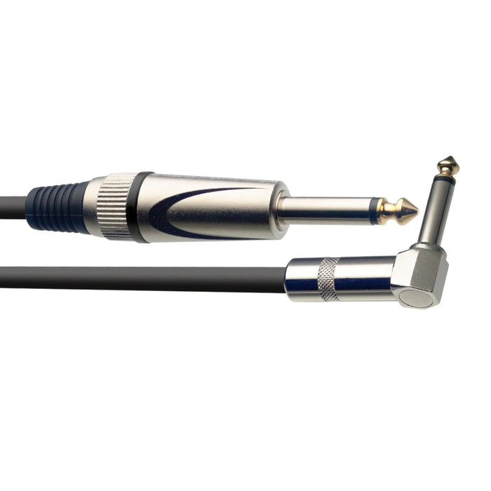 Stagg Deluxe Instrument Cable 6m (20ft) Straight to Angled Jack - Black - Guitar Warehouse