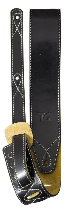 TGI Guitar Strap Black Leather With Suede Back - Guitar Warehouse