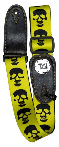 Yellow & Black Skull Guitar Strap - TGI - Guitar Warehouse