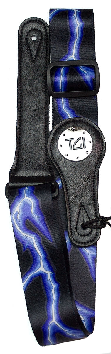 TGI Guitar Strap Blue Lightning - Guitar Warehouse