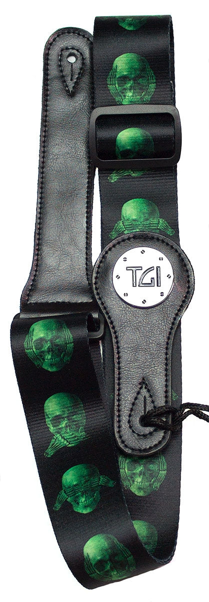 Green Skull Guitar Strap - TGI - Guitar Warehouse